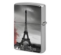 Custom Grey Paris Eiffel Tower Lighter Case Personalized Metal Lighter Cover Holder Reusable Shockproof Protective Lighters Without Insert Gift for Men Women Dad Husband