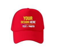 Custom Grid caps Your Image Here Adjustable Double Buckle for Sun Summer Dad Hat for Men Women Red