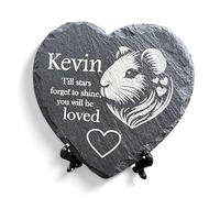 Custom Guinea Pig Memorial Stone - Heart Shape 11cm x 11cm - Handcrafted Plaque with Stand - Personalized Pet Cavy Memorial - Natural Stone for Piggy Lovers