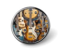 Custom Guitar Bass Music Musical Instruments Lapel Pin Aluminum Alloy Button Badge Personalized Exquisite Brooch Classic Pin 1 Inch for Backpacks Hat Suit Jacket Clothing Decoration