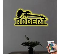 Custom Guitar Metal Sign Personalized Guitar Wall Decor Guitarist Name Sign Monogram Music Lovers Bedroom Living Room Decor Gift for Guitarist Rock Lover Music Teacher
