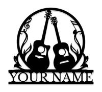 Custom Guitar Metal Sign, Personalized Guitarist Name Sign, Music Studio Wall Art, Band Room Decor, Classic Guitar Lovers (Style-2)