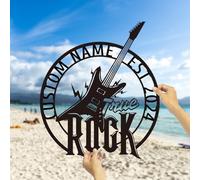 Custom Guitar Musical Metal Wall Art, Personalized Guitar Name Sign Decoration For Room, Guitar Address Number Sign, Music Studio Sign,Guitar Home Decor, Custom Guitar, Guitar Lover Gift (Style-4)
