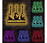 Custom Guitar Neon Sign Metal Guitar Wall Art Guitar Lamps Light up Guitar Led Sign Room Decor Rock and Roll Guitar Light Up Sign Music Themed Lamp Gifts for Guitar Players