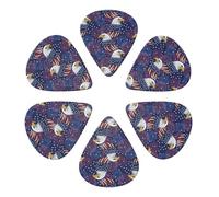Custom Guitar Picks 6 Pack Bald Eagle American Flag Fireworks Pattern, Thin, Medium, Thick (0.46mm/0.71mm/0.96mm) For Bass, Acoustic, Electric Guitar & Mandolin