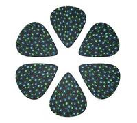 Custom Guitar Picks 6 Pack Black And Blue Neon Lights, Thin, Medium, Thick (0.46mm/0.71mm/0.96mm) For Bass, Acoustic, Electric Guitar & Mandolin
