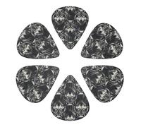 Custom Guitar Picks 6 Pack Black And White Fierce Wolf, Thin, Medium, Thick (0.46mm/0.71mm/0.96mm) For Bass, Acoustic, Electric Guitar & Mandolin