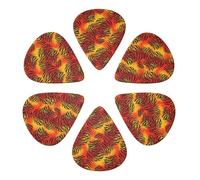 Custom Guitar Picks 6 Pack Black Gold Animal Print Tiger Stripe, Thin, Medium, Thick (0.46mm/0.71mm/0.96mm) For Bass, Acoustic, Electric Guitar & Mandolin