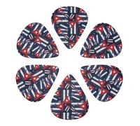 Custom Guitar Picks 6 Pack Cuban Flag Grunge Background, Heavy, Medium, Thin (0.46mm/0.71mm/0.96mm) For Bass, Mandolin, Acoustic & Electric Guitar