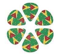 Custom Guitar Picks 6 Pack National Flag Of Guyana, Heavy, Medium, Thin (0.46mm/0.71mm/0.96mm) For Bass, Mandolin, Acoustic & Electric Guitar