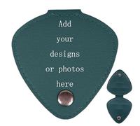 Custom Guitar Picks Holder, Portable Pu Leather Guitar Pick Case,Holder Bag Display Case Guitar Pick Organizer Accessories Music Gift for Guitar Players Musicians, Store 6 Plectrums (Green)