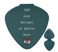 Custom Guitar Picks Holder, Store 32 Plectrums, Portable Pu Leather Guitar Pick Case with Name, Guitar Pick Organizer Accessories Music Gift for Guitar Players Musicians (Green)