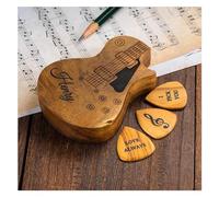Custom Guitar Picks Personalized, 3 Pack Wood Guitar Picks with Box, Thin Picks Guitar Personalized and Customizable for the Perfect Gift (Box*1 Guitar Picks*3),A