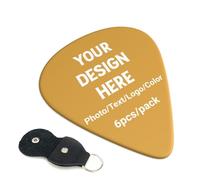 Custom Guitar Picks Plectrums 6pcs/pack With Your Logo Design Photo Text, Personalised ABS Pick With Double-Sided Print - 3 Thicknesses Choices