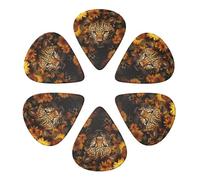 Custom Guitar Picks Set of 6 Leopard Sunflower Print Guitar Picks for Acoustic Guitars Violin Ukulele Bass