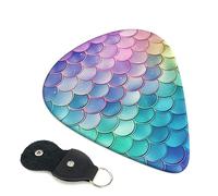 Custom Guitar Picks with Gradient Mermaid Scales for Acoustic Guitar, Violin, Ukulele, Bass (Pack of 6)