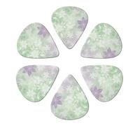 Custom Guitar Picks with Purple and White Leaves for Acoustic Guitar, Violin, Ukulele, Bass (Pack of 6)