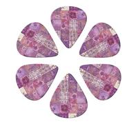 Custom Guitar Picks with Purple Flower Collage for Acoustic Guitar, Violin, Ukulele, Bass (Pack of 6)