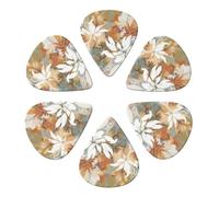 Custom Guitar Picks with White and Yellow Flowers for Acoustic Guitars Violin Ukulele Bass 6 Pack