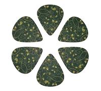 Custom Guitar Picks with Yellow Leaves and Vines for Acoustic Guitars, Violin, Ukulele, Bass (Pack of 6)