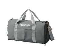 Custom Gym Bag with Embroidered Names for Women,Personalized Duffle Bag for Travel Weekend with Shoes Bags, Grey