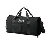 Custom Gym Bag with Embroidered Names for Women,Personalized Duffle Bag for Travel Weekend with Shoes Bags, Black