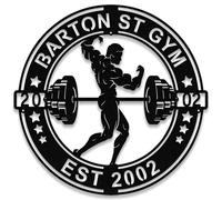 Custom Gym Wall Art - Personalized Metal Sign with Name | Home Gym Decor for Workout Room, Garage, Box | Gift for Men, Trainers, Weightlifting Champions | 8-24 Inches