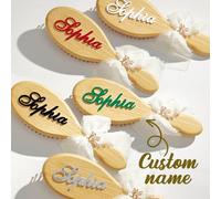 Custom Hair Brush, Personalized Bamboo Goody Brush with Name, Bridesmaid Accessories Gift for Women,Mom, Wife, Mothers Day, Wedding