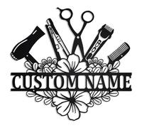 Custom Hair Dresser Metal Sign,Custom Beauty Salon Girl Hair Metal Wall Art,Personalized Hair Dresser Name Sign, Custom Hairstyle Decor,Barber Shop Metal Wall Decor,Hair Stylist Gift (Style-5)