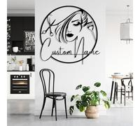 Custom Hair Dresser Metal Sign,Custom Beauty Salon Girl Hair Metal Wall Art,Personalized Hair Dresser Name Sign, Custom Hairstyle Decor,Barber Shop Metal Wall Decor,Hair Stylist Gift (Style-2)