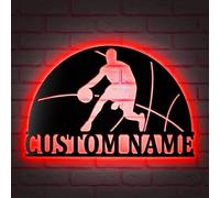 Custom Half Basketball Team Metal Wall Art Led Light Personalized Player Lover Sign Home Decor Kid Nursery Decoration Basketball Neon Sign Birthday Gift