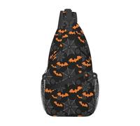 Custom Halloween Bats Spider Pattern Sling Crossbody Chest Bag Men Cool Goth Occult Witch Magic Shoulder Backpack for Hiking