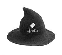 Custom Halloween Witch Hat with Name Embroidery,Personalized Witches Accessory, Wide Brim Hats Party Masquerade Costume Decor