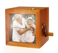 Custom Hand Crank Animation Photo Album - Personalized Flip Book Frame, Wooden Mini Picture Album for Couples, Family, Birthday, Thanksgiving, Christmas
