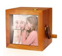 Custom Hand-Cranked Photo Flip Book - Personalized Wooden Rotating Memory Box with Light, Ideal Picture Animation Gift for Men, Women, Anniversary, Birthday, Christmas, Valentine's Day