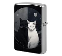 Custom Hand Drawn Two Cats Lighter Case Personalized Metal Lighter Cover Holder Reusable Shockproof Protective Lighters Without Insert Gift for Men Women Dad Husband