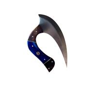 Custom Handmade D2 Chef Kitchen Ulu Knife Chef Knife Heavy Duty D2 Handle Rose Wood with Beautiful Leather Sheeth (Blue - Alloy Steel)