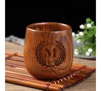 Custom Handmade Wooden Mug, Personalized Wood Whisky Wooden Cup Carved Customized Name Mug Minimalist Beaker Rustic