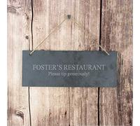 Custom Hanging Slate Rectangle Plaque/Sign Engraved with Personalised Message for Garden Bar Gift