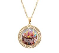 Custom Happy Birthday Beautiful Picture Necklace Personalized Circle Chain Pendant Gold/Silver Photo Dog Tag Keepsake Necklaces Hip Hop Memorial Jewelry Gifts for Men Women, One size, Titanium Steel