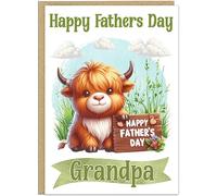 Custom Happy Father's Day Cute Animal Card - To The Best Dad on Fathers Day - Thoughtful Keepsake Greetings Card For Grandad - Fun Cat Dog Fox Highland Cow Design Cards (Design 9)