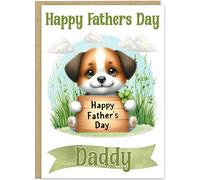 Custom Happy Father's Day Cute Animal Card - To The Best Dad on Fathers Day - Thoughtful Keepsake Greetings Card For Grandad - Fun Cat Dog Fox Highland Cow Design Cards (Design 4)