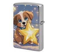Custom Happy Little Dog Lighter Case Personalized Metal Lighter Cover Holder Reusable Shockproof Protective Lighters Without Insert Gift for Men Women Dad Husband