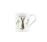 Custom Hares & Dandelions Mug - Personalised Wildlife Art Gifts by Rhiannon Chauncey - Bone China White Coffee/Tea Cup Present