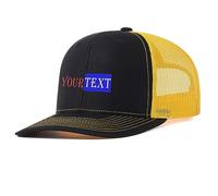 Custom Hat Personalized Mesh Visor Baseball Hat Custom Embroidered Logo Name Word Women Men 112 Trucker Hat Black Yellow