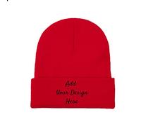 Custom Hat Slouch Red Beanie Add Your Design Here Unisex Skull Cap