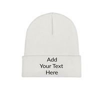Custom Hat Slouch White Beanie Add Your Text Here Classic Winter Beanie Hat
