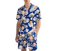 Custom Hawaiian Set For Men With Face Photo, Personalised Shiteshirts Hawaiian Shirts And Short, Tropical Summer Beach Casual, Personalised Gifts For Men