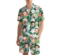 Custom Hawaiian Set For Men With Face Photo, Personalised Shiteshirts Hawaiian Shirts And Short, Tropical Summer Beach Casual, Personalised Gifts For Men