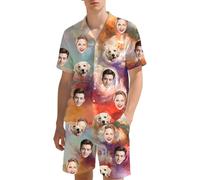 Custom Hawaiian Set for Men with Face Photo, Personalised Shiteshirts Hawaiian Shirts and Short, Tropical Summer Beach Casual, Personalised Gifts for Men